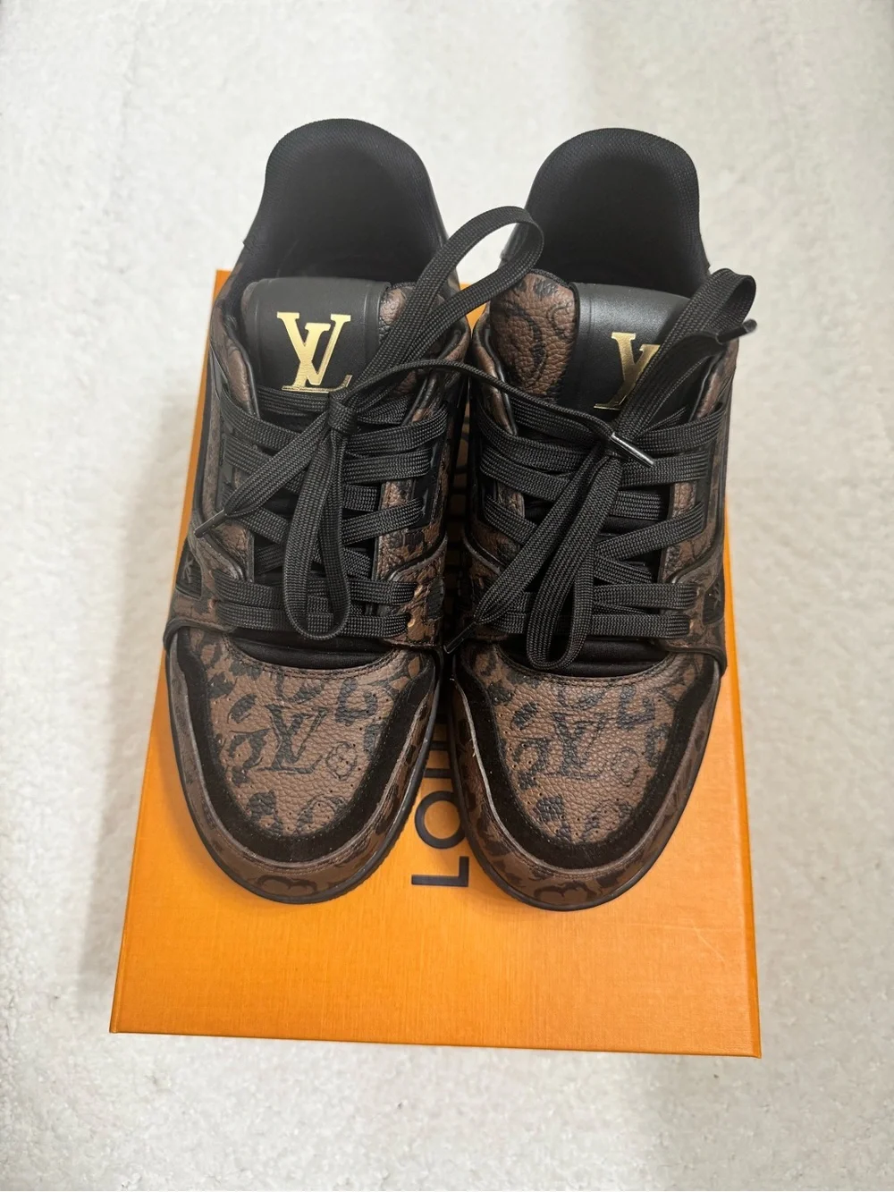 Louis Vuitton Brown Monogram Low-Top Sneakers with Gold Logo